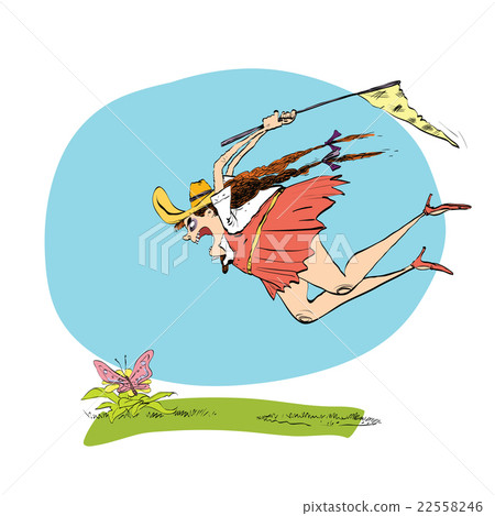 Girl naturalist catches the butterfly a net Girl naturalist catches the butterfly a net 22558246