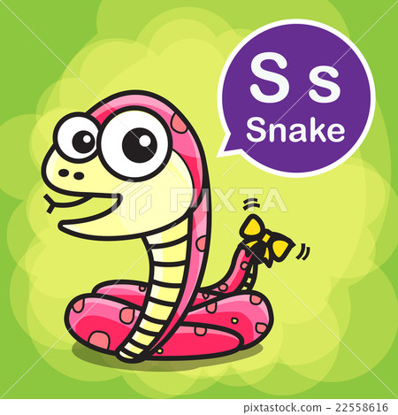 图库插图: s snake color cartoon and alphabet for children