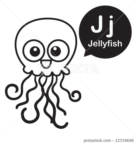 J Jellyfish cartoon and alphabet for children 22558686
