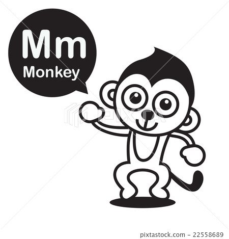 M Monkey cartoon and alphabet for children 22558689