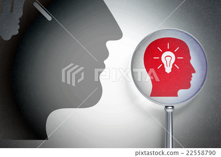 Data concept: Head With Light Bulb with optical Data concept: Head With Light Bulb with optical 22558790