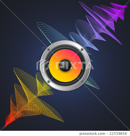 Musical Concept. Audio Speaker and Equalizer on Musical Concept. Audio Speaker and Equalizer on 22559658