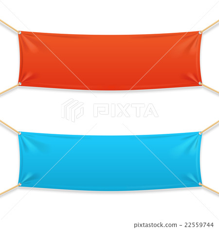 Fabric Rectangular Horizontal Banner with Ropes - Stock Illustration ...