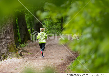 Sporty young female runner in the forest. Sporty young female runner in the forest. 22561452