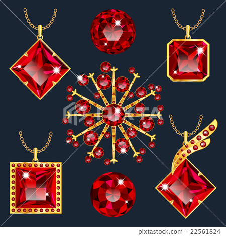 Set of red rubies pendants 22561824