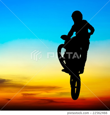 silhouette of motocross rider jump in the sky silhouette of motocross rider jump in the sky 22562466