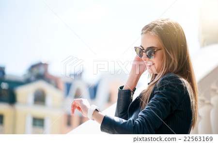 Modern young woman in a big city 22563169