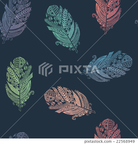 Vector graphic seamless pattern from bird feathers Vector graphic seamless pattern from bird feathers 22568949