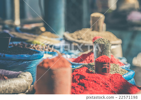 oriental central asian market with various spices oriental central asian market with various spices 22571198