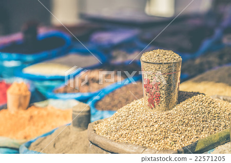 oriental central asian market with various spices oriental central asian market with various spices 22571205