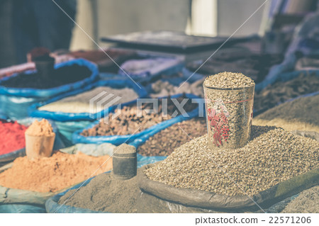oriental central asian market with various spices oriental central asian market with various spices 22571206