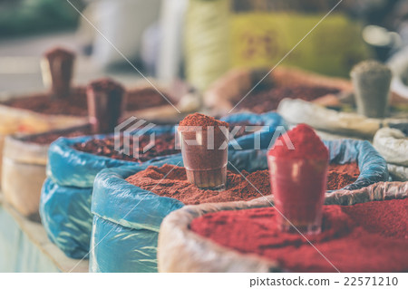 oriental central asian market with various spices 22571210