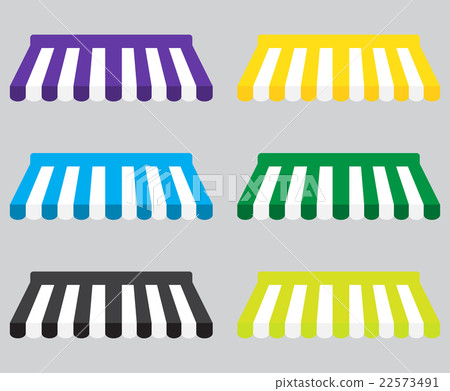Awning color striped set for store element design 22573491