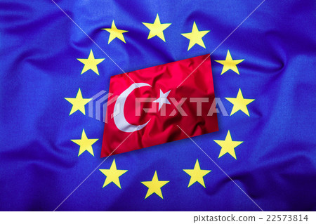 Flags of the Turkey and the European Union.  22573814