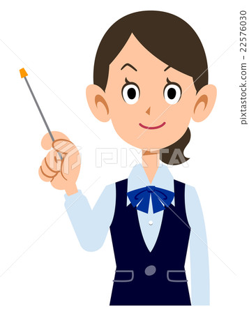 穿制服的女僱員戴著棍子來解釋它 22576030