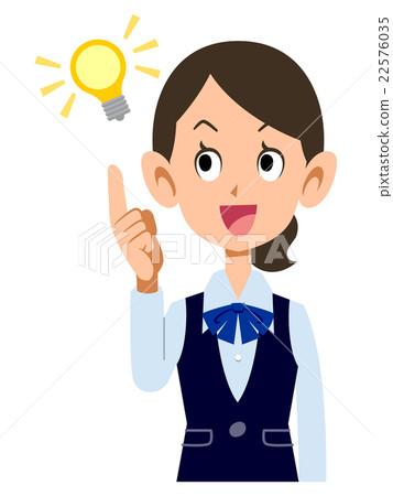 穿制服的一名女性辦公室工作者佩帶一個想法 穿制服的一名女性辦公室工作者佩帶一個想法 22576035