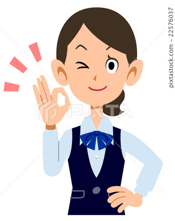 穿著制服的女僱員穿著好的跡象 穿著制服的女僱員穿著好的跡象 22576037