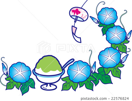 Morning glory and shaved ice melon wind chimes in summer Morning glory and shaved ice melon wind chimes in summer 22576824