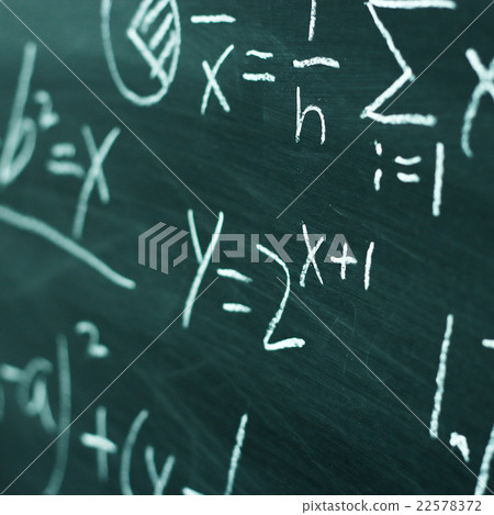 Maths formulas on chalkboard background 22578372