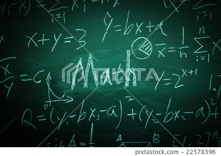 Math Text with some formulas on chalkboard 22578396
