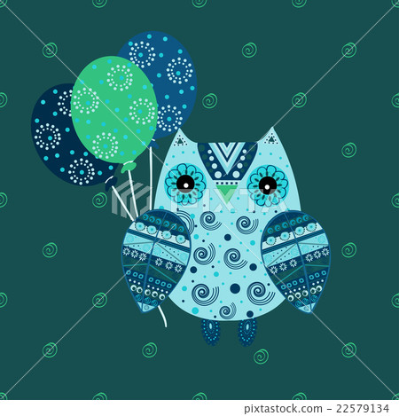 Cute owl with ethnic ornament birthday balloons Cute owl with ethnic ornament birthday balloons 22579134