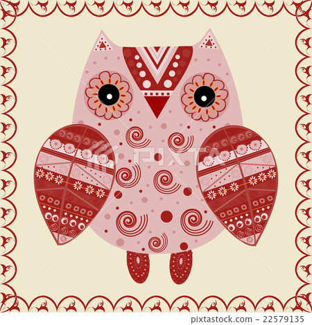 Cute owl with ethnic ornament Cute owl with ethnic ornament 22579135