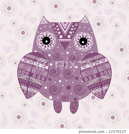Cute owl with ethnic ornament Cute owl with ethnic ornament 22579137