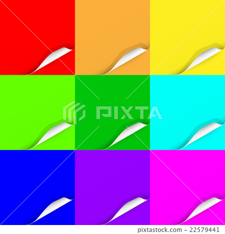 Colorful Set of Curled Paper Sheets 22579441