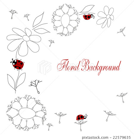vector drawing with flowers and insects 22579635