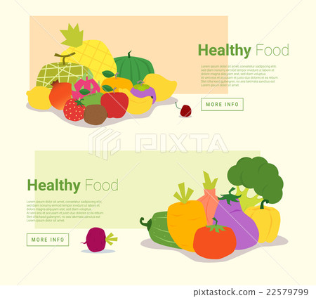 Healthy food banner with fruits and vegetables 22579799