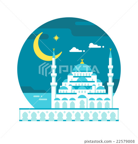 Flat design blue mosque Ramadan Flat design blue mosque Ramadan 22579808