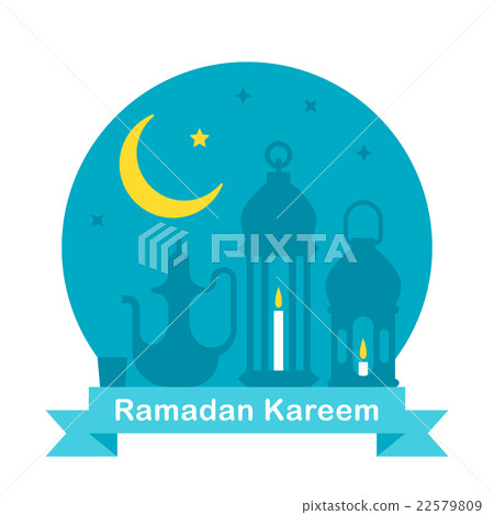 Flat design Ramadan teapot and lanterns 22579809