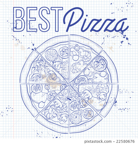 pizza on a notebook page 22580676