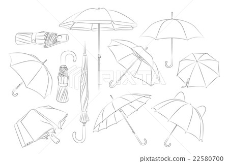 Hand drawn umbrellas set.  22580700