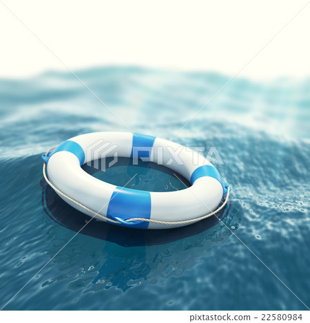 Lifebuoy floating in a stormy sea with the effect 22580984