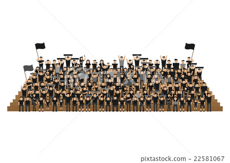 team supporter on stadium seats in black shirts 22581067