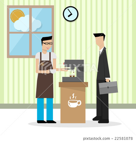 illustration of barista in apron preparing coffee illustration of barista in apron preparing coffee 22581078