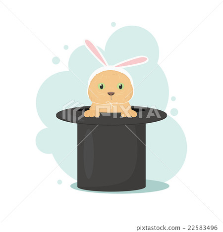 Kitten in a bunny ears suit hat peeking out of hat 22583496