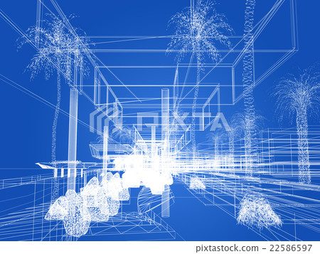 sketch design of urban ,3dwire frame render sketch design of urban ,3dwire frame render 22586597