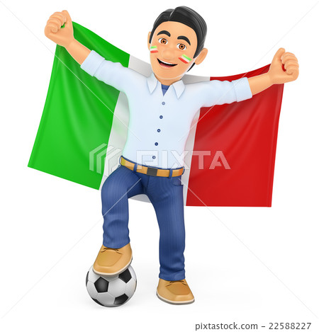 3D Football fan with the flag of Italy 22588227