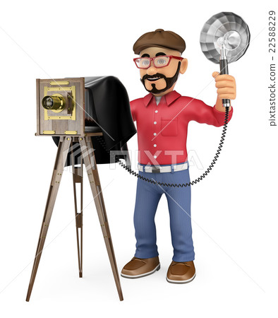 3D Photographer taking a photo with vintage camera 22588229
