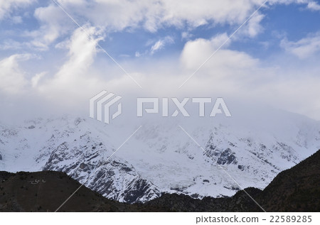 View from Pakistan Tarsin Scenery of Nanga Parbat direction Beautiful mountains and glaciers 22589285