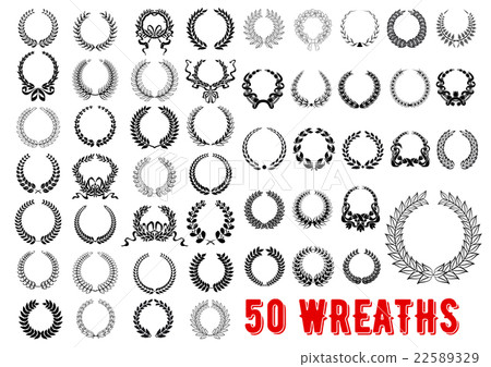 Vintage laurel, olive, wheat, floral wreaths icons Vintage laurel, olive, wheat, floral wreaths icons 22589329