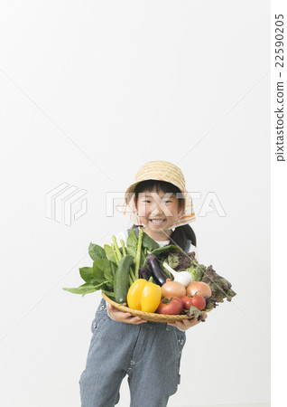 孩子們拿著蔬菜農業經驗形象 22590205