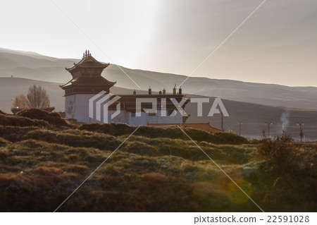 Silhouette image chinese temple or tibet style 22591028