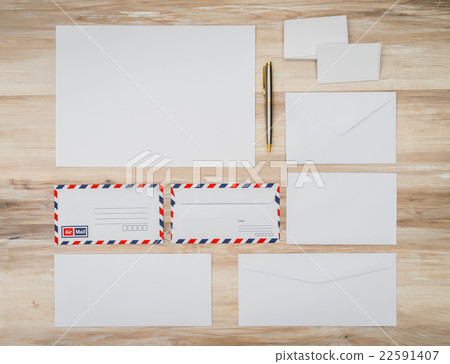 Blank envelopes on wooden background Blank envelopes on wooden background 22591407