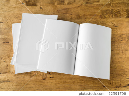 Blank catalog, magazines,book mock up on wood background 22591706