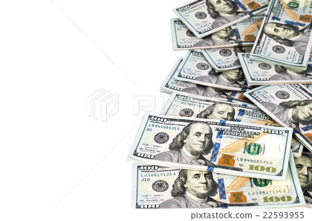 One hundred dollars banknotes on white background One hundred dollars banknotes on white background 22593955