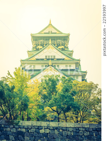 Osaka castle in Osaka Japan ( Filtered image processed vintage effect. ) Osaka castle in Osaka Japan ( Filtered image processed vintage effect. ) 22593997