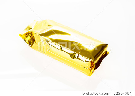 Golden foil bag package on white background Golden foil bag package on white background 22594794